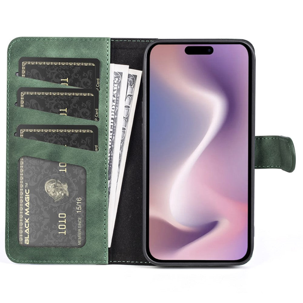 Two-color iPhone 16 leather flip case - Green