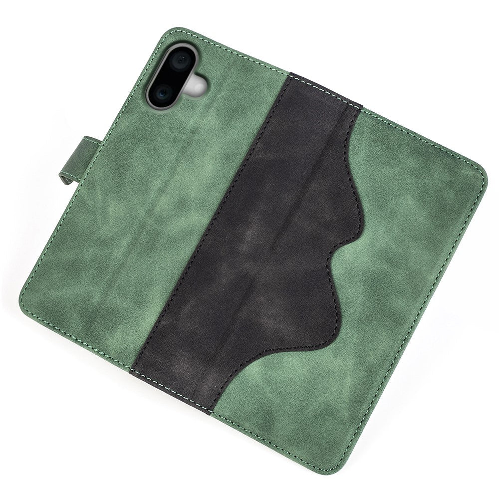 Two-color iPhone 16 leather flip case - Green