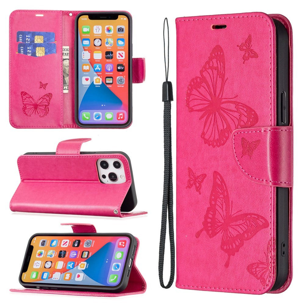 Butterfly iPhone 16 Leather Case - Rose