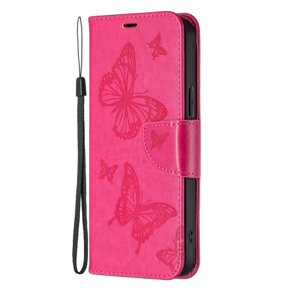Butterfly iPhone 16 Leather Case - Rose
