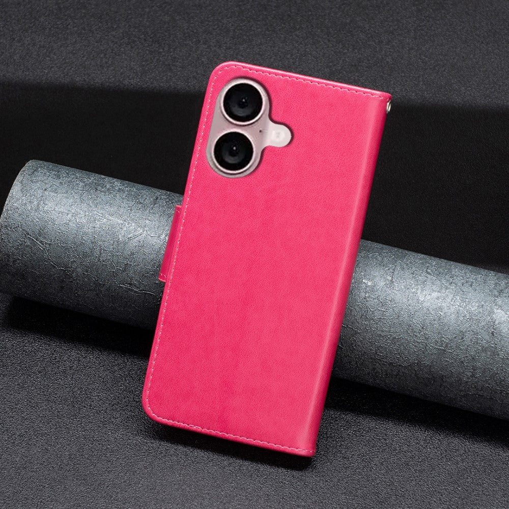 Butterfly iPhone 16 Leather Case - Rose