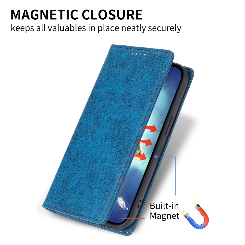 DF-05 iPhone 16 Case Vegan Leather RFID Blocking Phone Cover - Blue