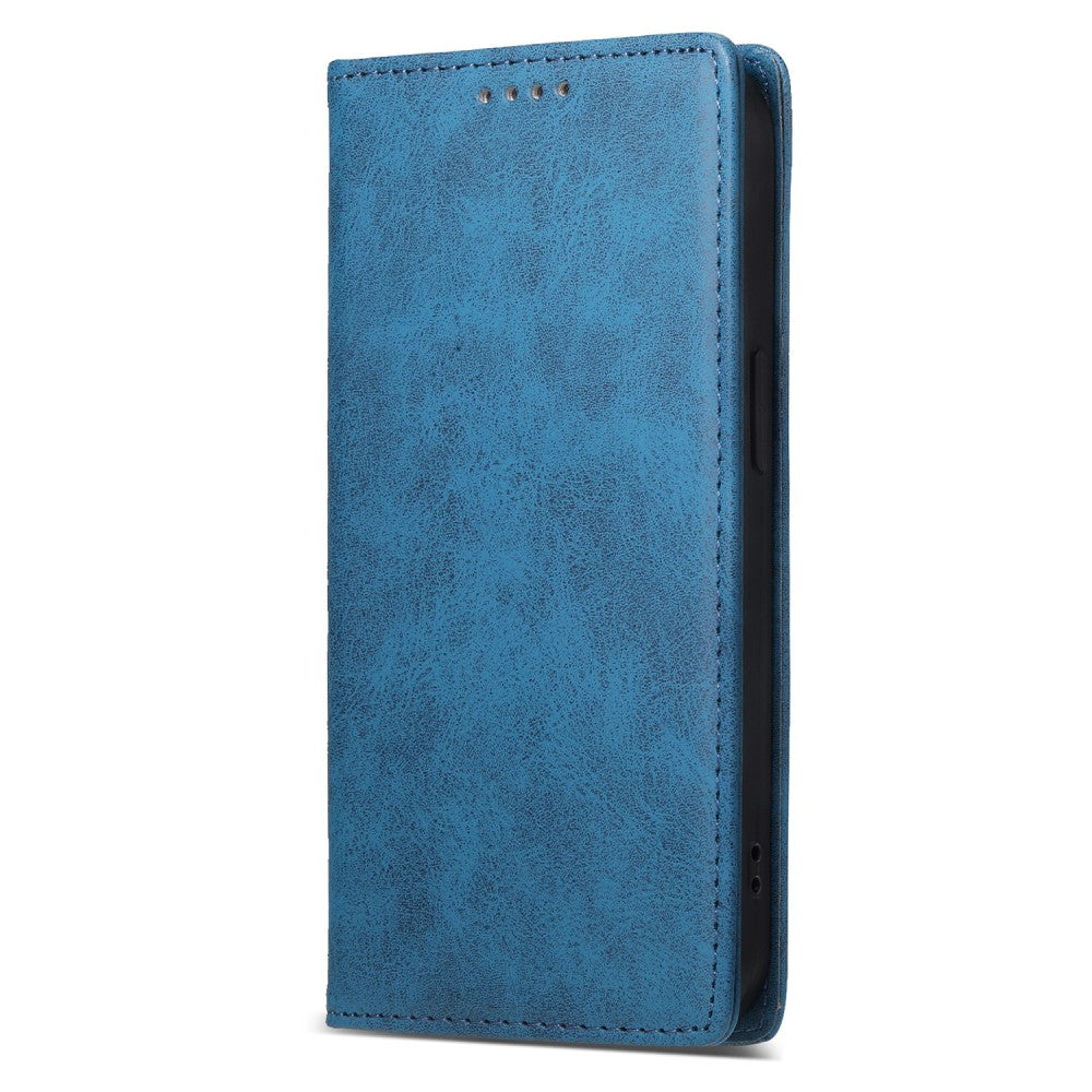 DF-05 iPhone 16 Case Vegan Leather RFID Blocking Phone Cover - Blue