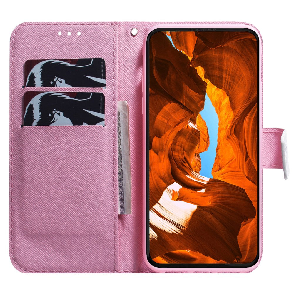 iPhone 16 Wallet Case Pattern Print Leather Phone Cover - Pink Flower