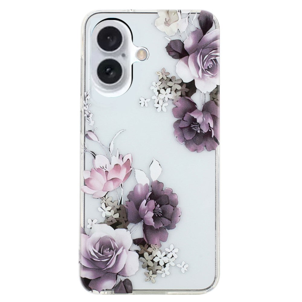 iPhone 16 Case Pattern Printing Flexible Flexible Mobile Phone Cover - Peony Flower