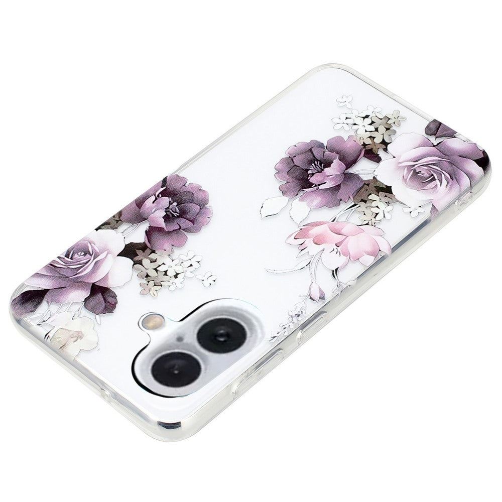 iPhone 16 Case Pattern Printing Flexible Flexible Mobile Phone Cover - Peony Flower