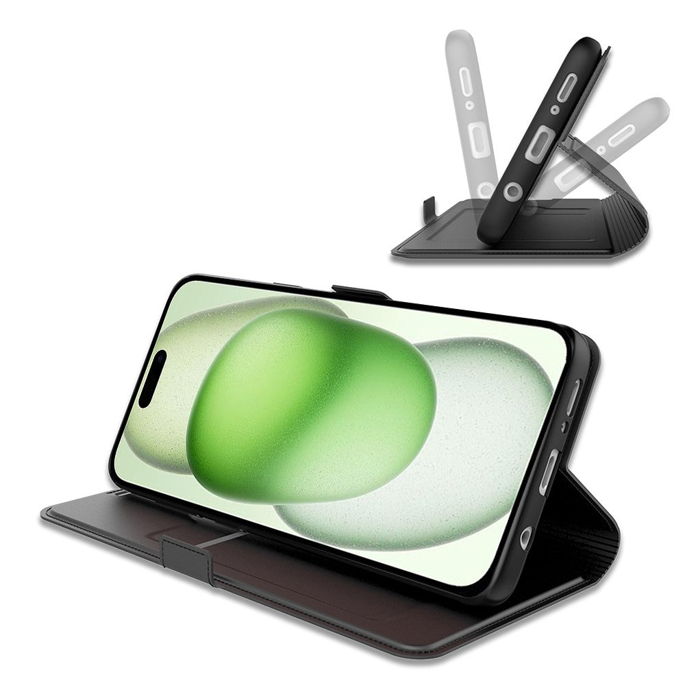 Smooth and thin premium iPhone 16 leather case - Black