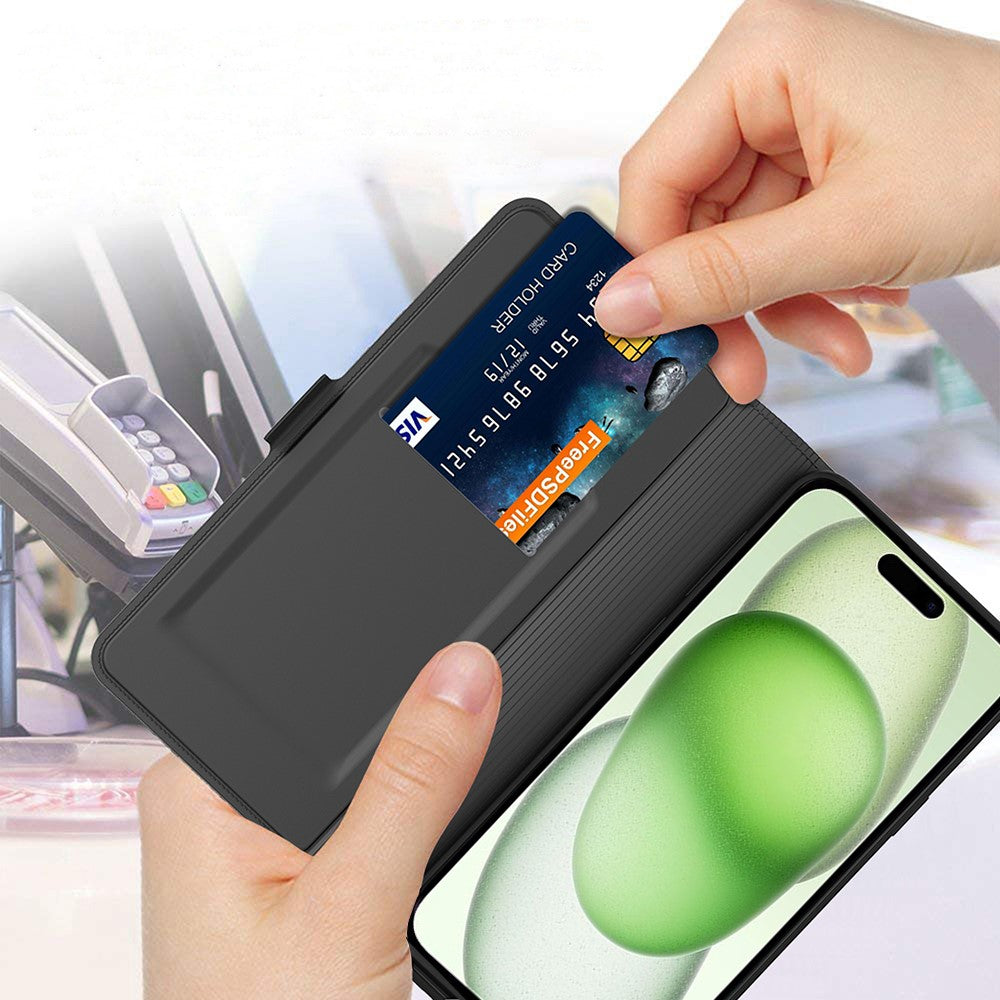 Smooth and thin premium iPhone 16 leather case - Black