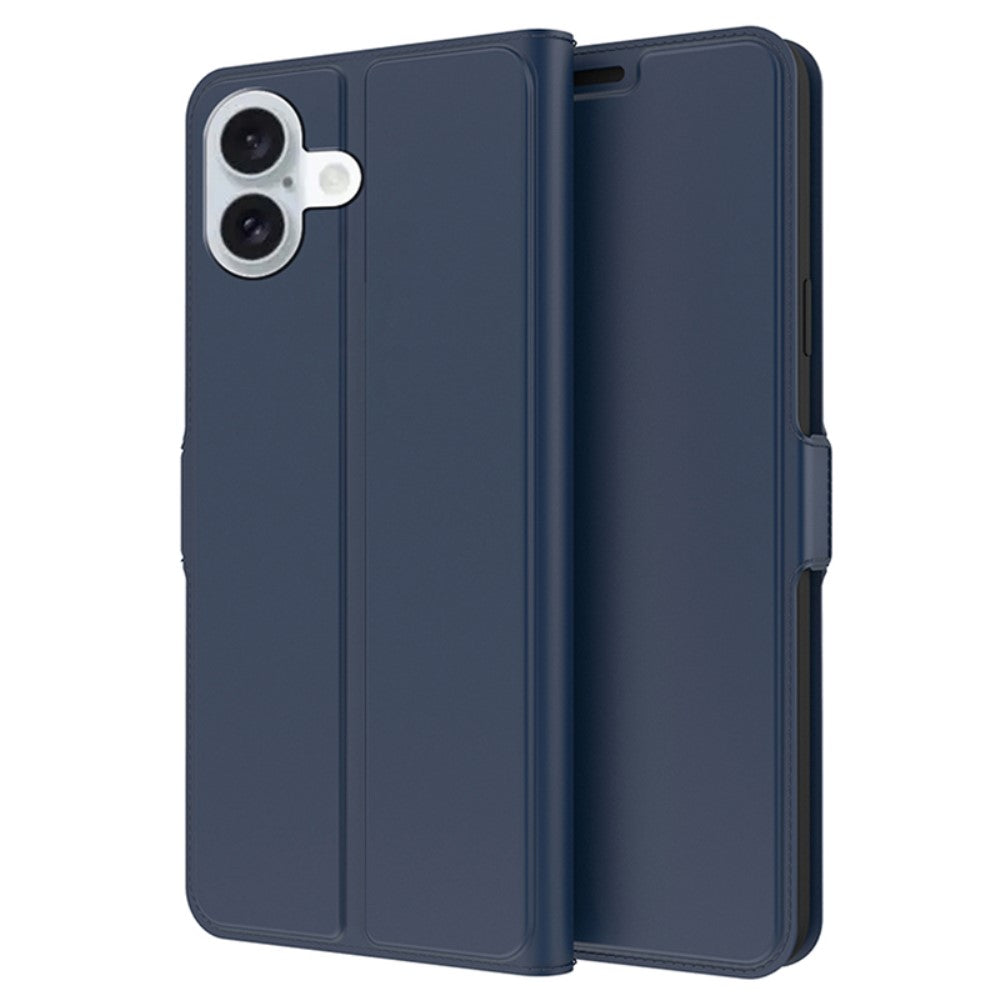 Smooth and thin premium iPhone 16 leather case - Blue
