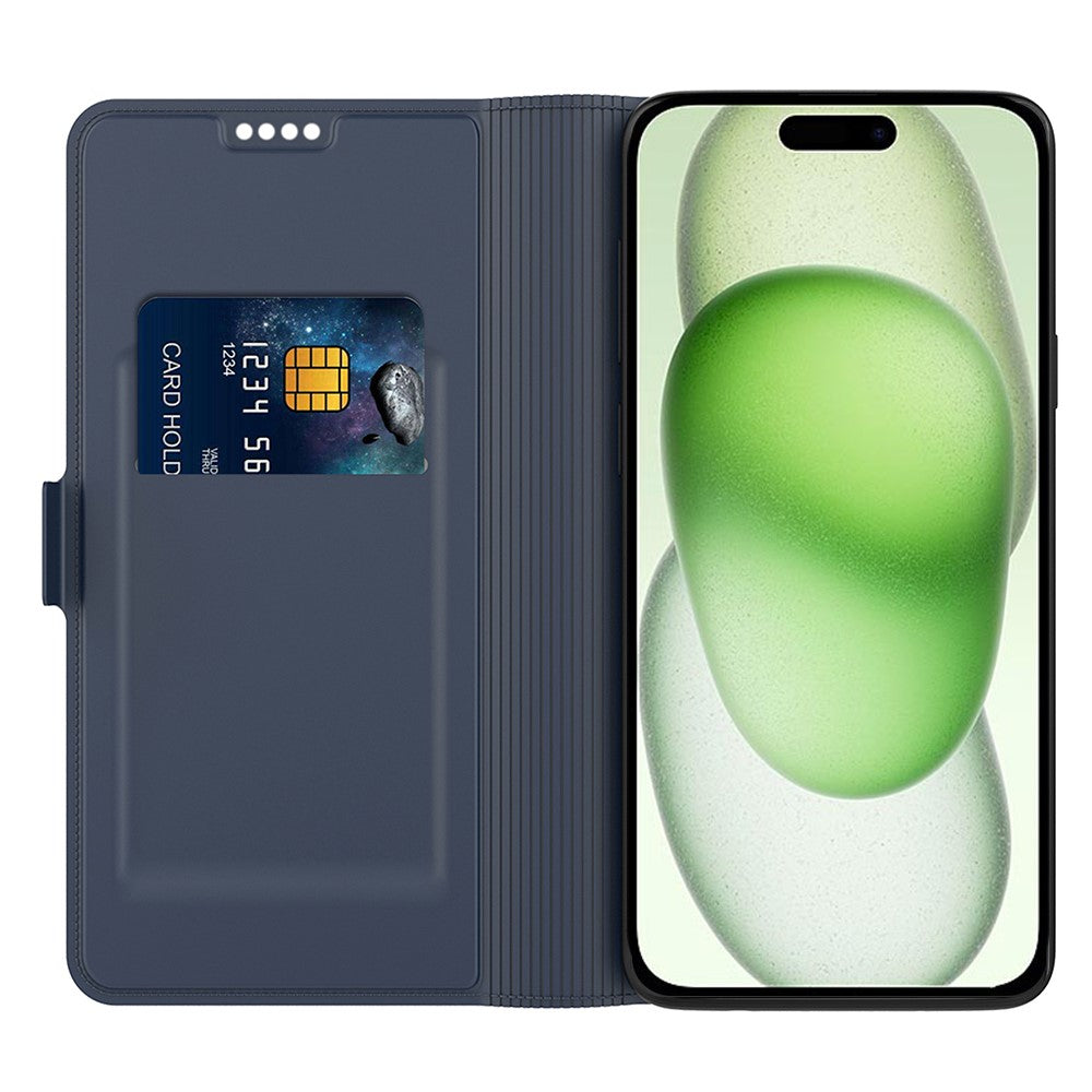 Smooth and thin premium iPhone 16 leather case - Blue