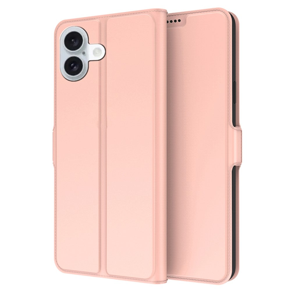 Smooth and thin premium iPhone 16 leather case - Rose Gold
