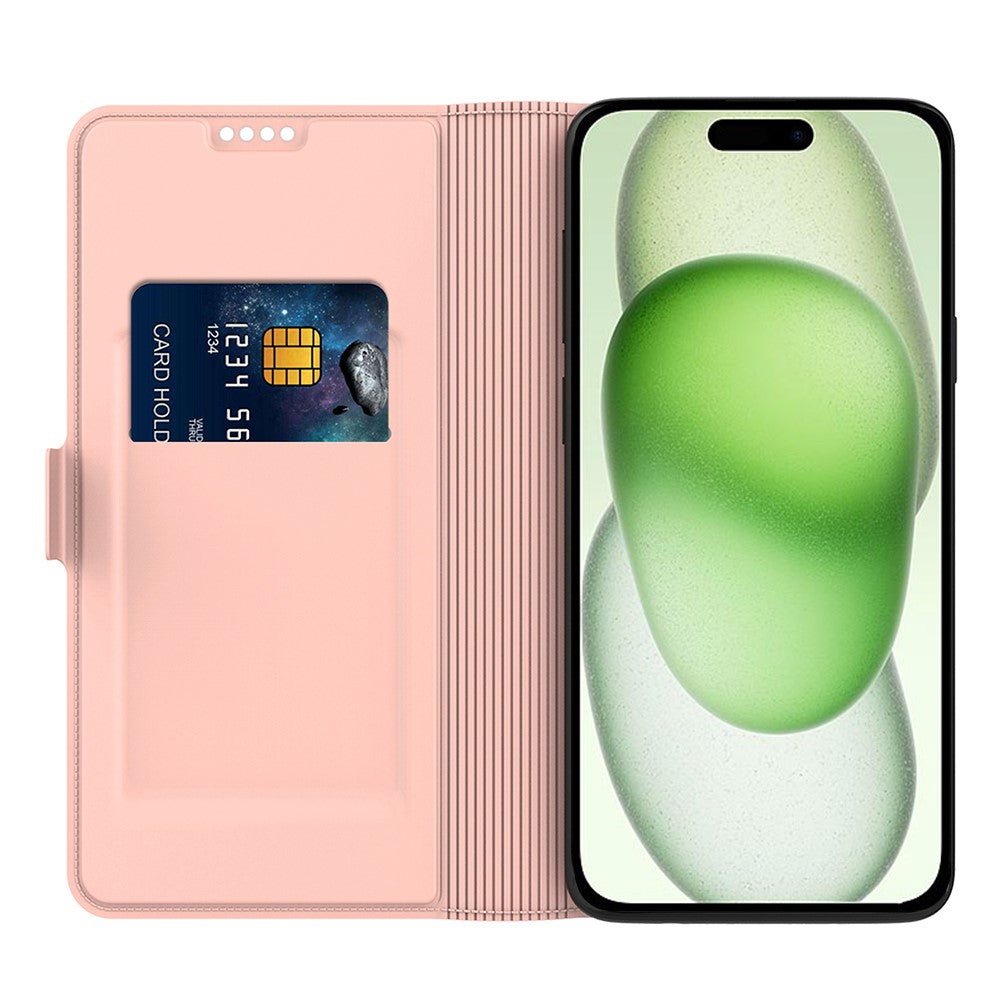 Smooth and thin premium iPhone 16 leather case - Rose Gold