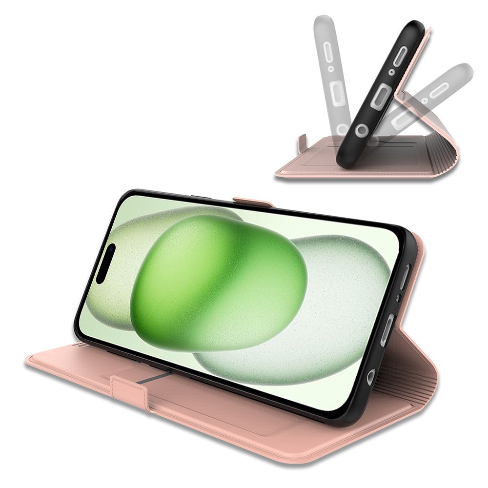 Smooth and thin premium iPhone 16 leather case - Rose Gold