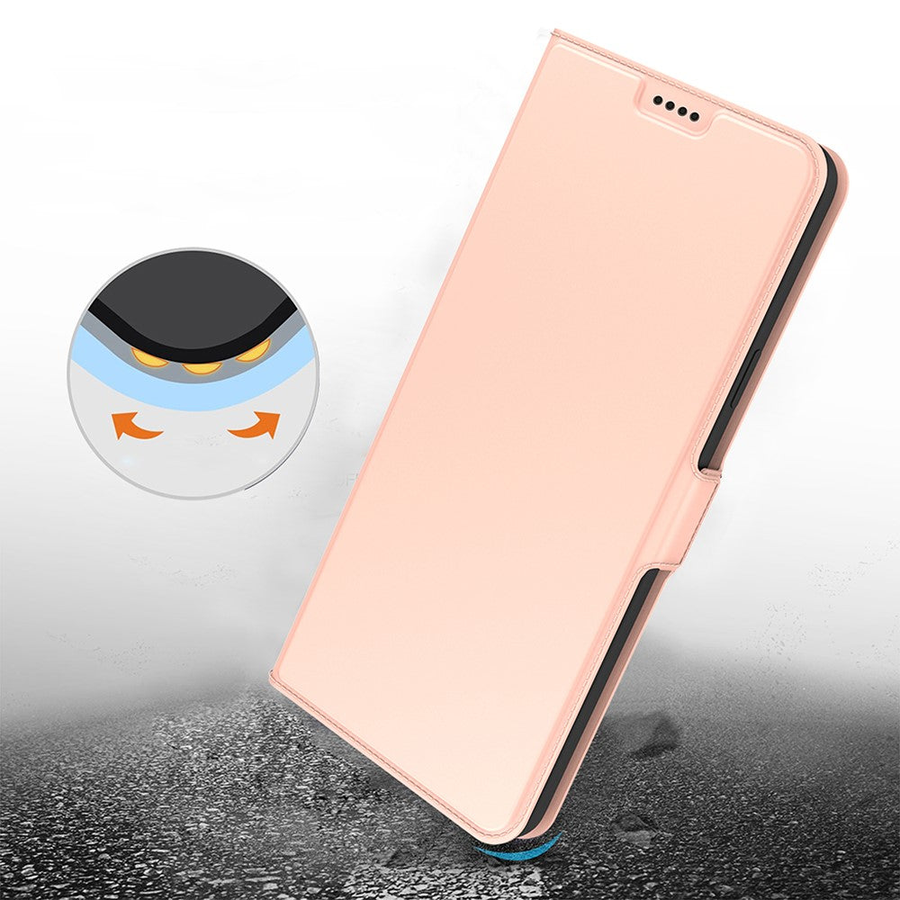 Smooth and thin premium iPhone 16 leather case - Rose Gold