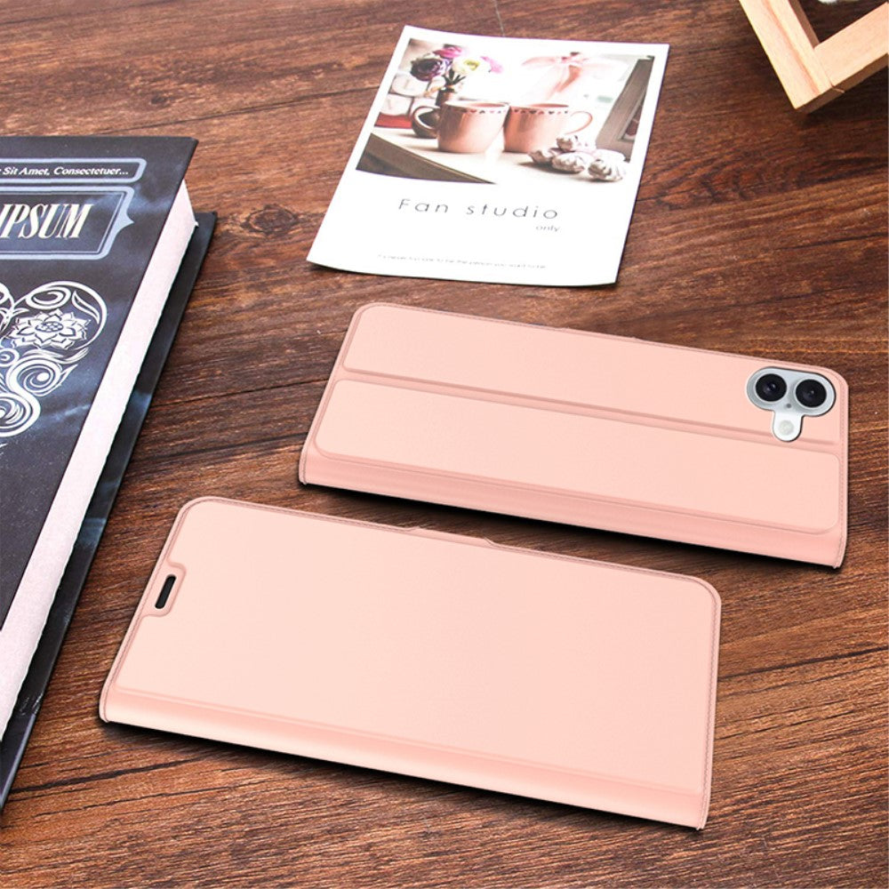 Smooth and thin premium iPhone 16 leather case - Rose Gold