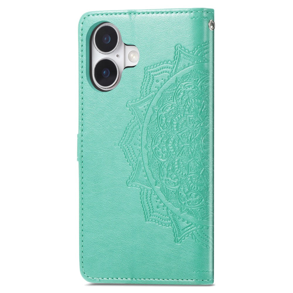 Mandala iPhone 16 leather case - Mint Green