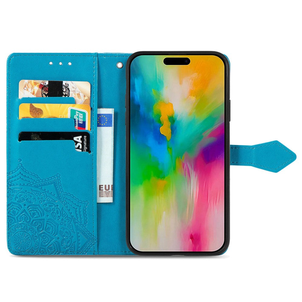 Mandala iPhone 16 leather case - Blue