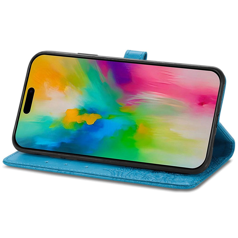 Mandala iPhone 16 leather case - Blue