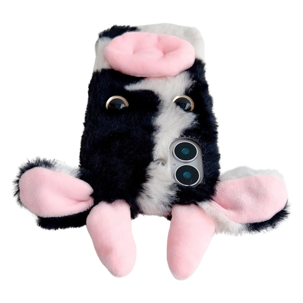 iPhone 16 Case Fluffy Cows Ear Soft Flexible Slim Phone Cover - Red