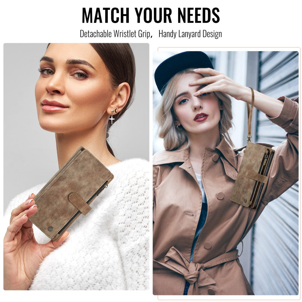 CaseMe zipper-wallet iPhone 16 phone case - Brown