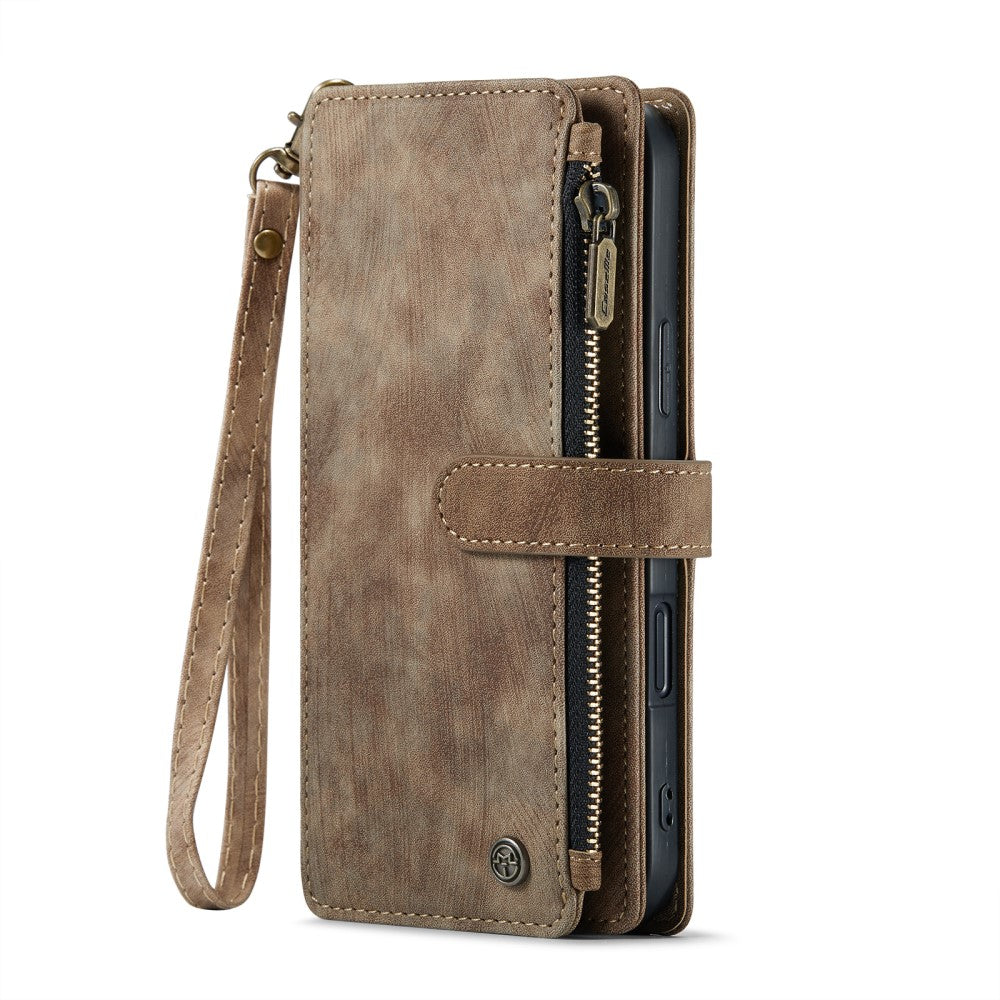 CaseMe zipper-wallet iPhone 16 phone case - Brown