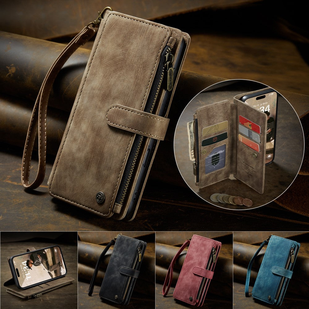 CaseMe zipper-wallet iPhone 16 phone case - Brown