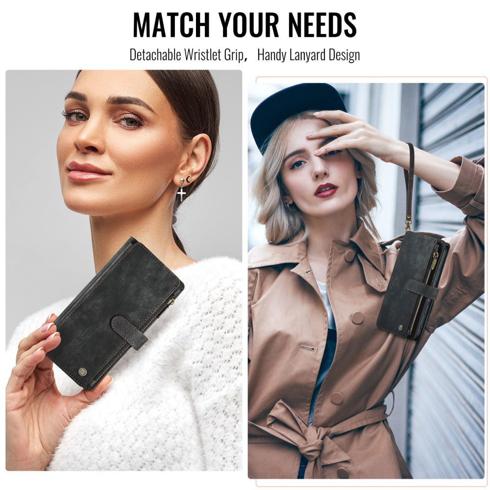 CaseMe zipper-wallet iPhone 16 phone case - Black