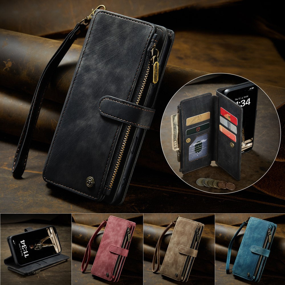 CaseMe zipper-wallet iPhone 16 phone case - Black