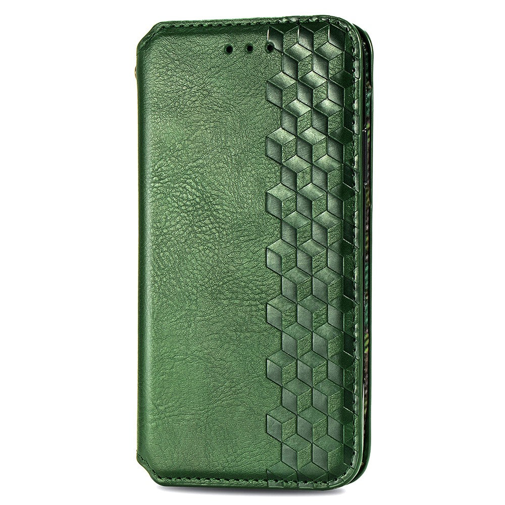 iPhone 16 leather case with a stylish rhombus imprint - Green