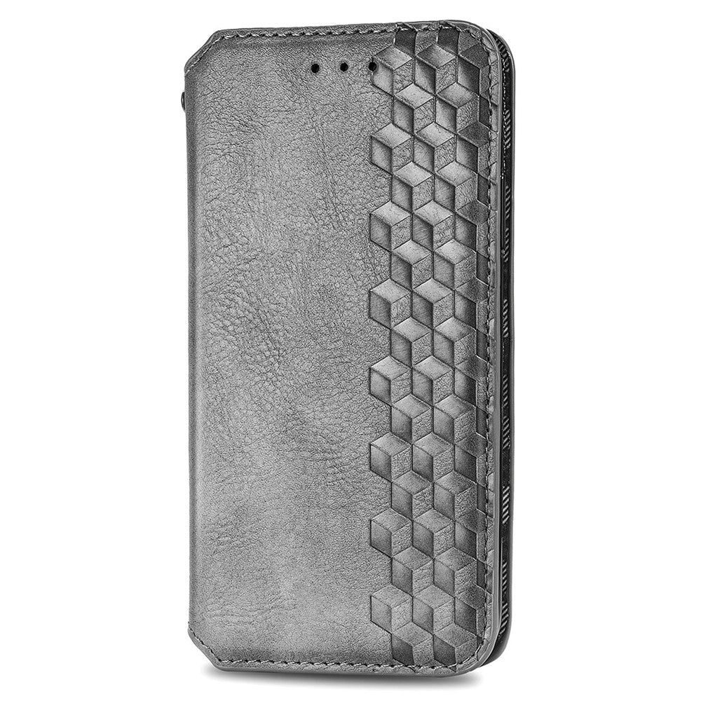 iPhone 16 leather case with a stylish rhombus imprint - Grey