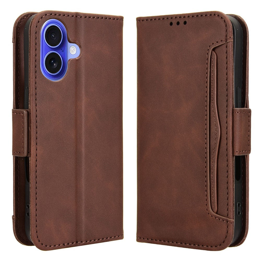 Modern-styled leather wallet case for iPhone 16 - Brown