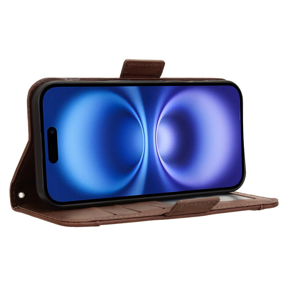 Modern-styled leather wallet case for iPhone 16 - Brown