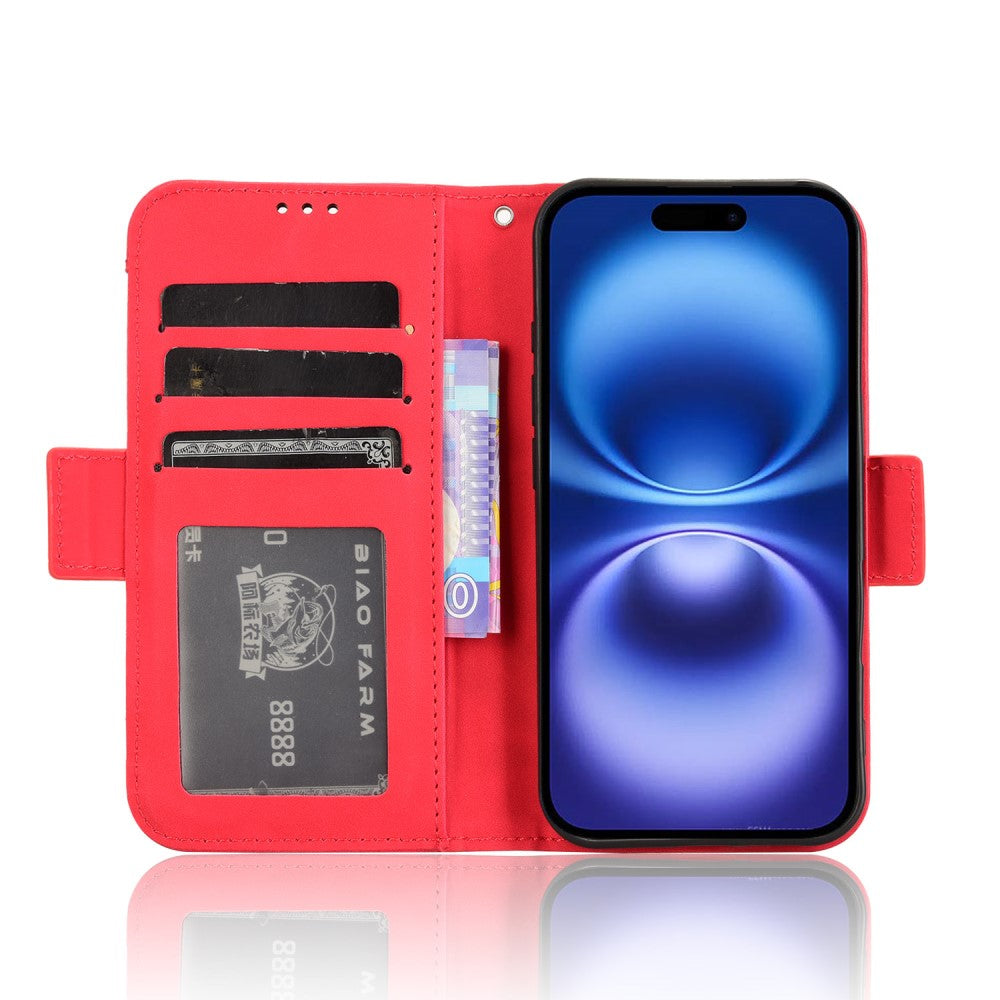Modern-styled leather wallet case for iPhone 16 - Red