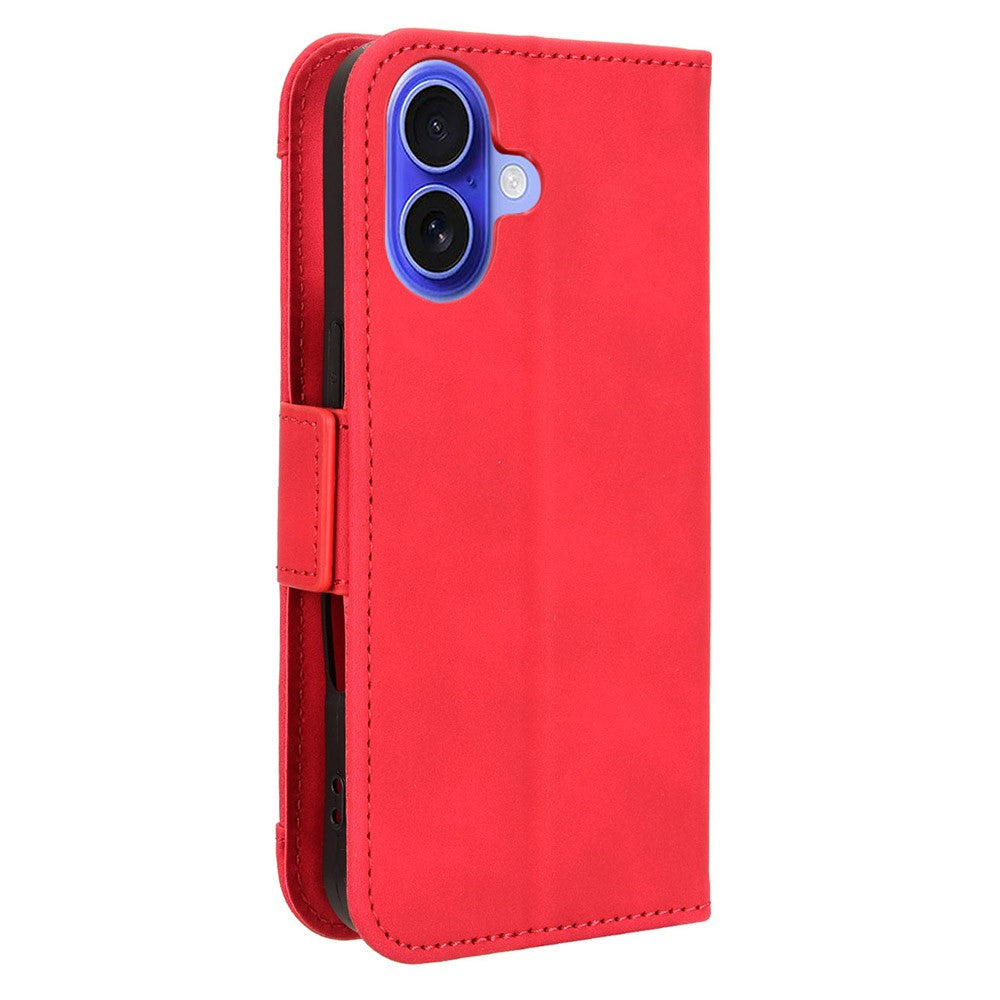 Modern-styled leather wallet case for iPhone 16 - Red
