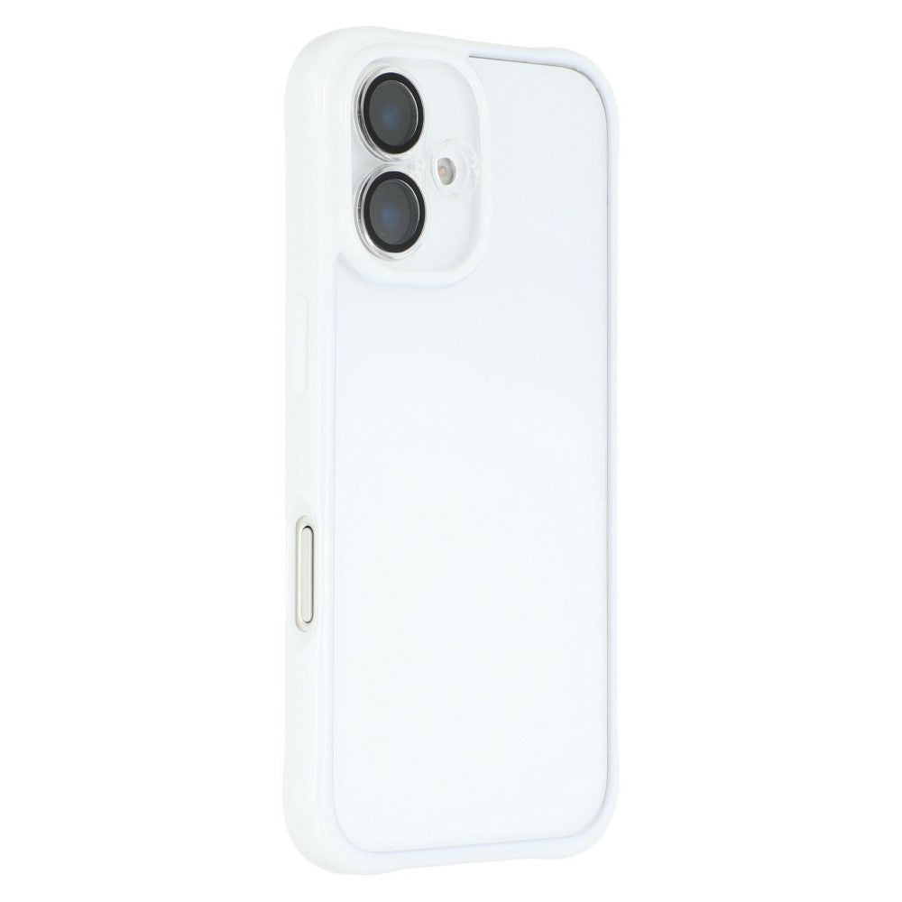 iPhone 16 Flexible + Acrylic Phone Case Anti Drop Back Cover with Built-In Glass Lens Protector - White