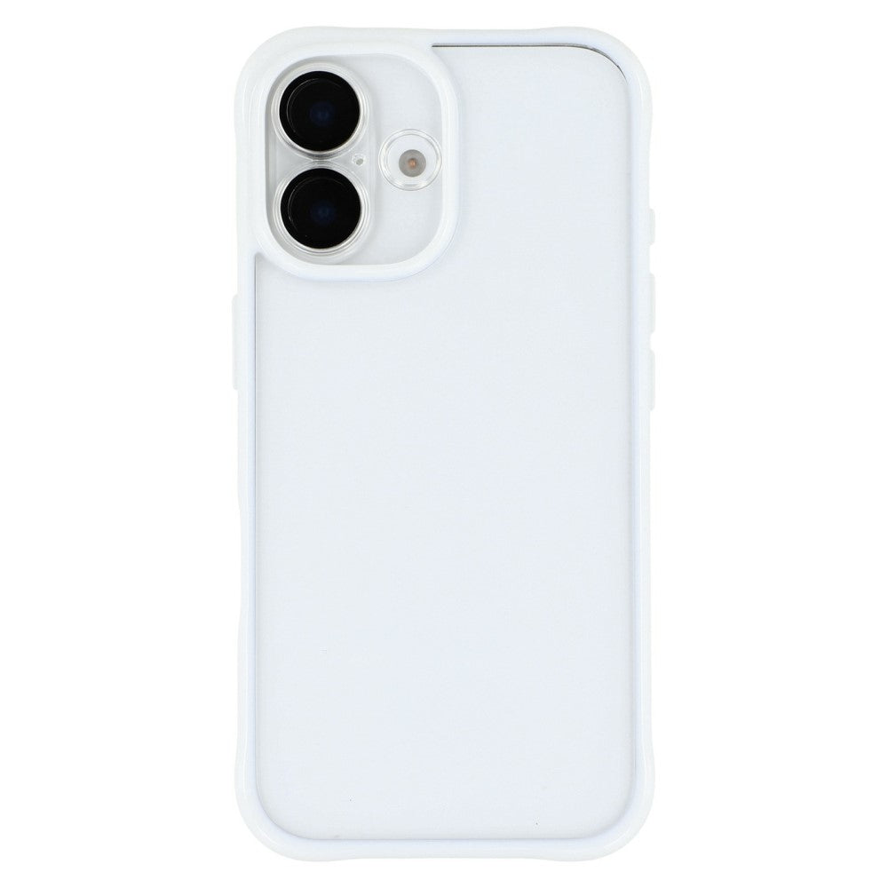 iPhone 16 Flexible + Acrylic Phone Case Anti Drop Back Cover with Built-In Glass Lens Protector - White