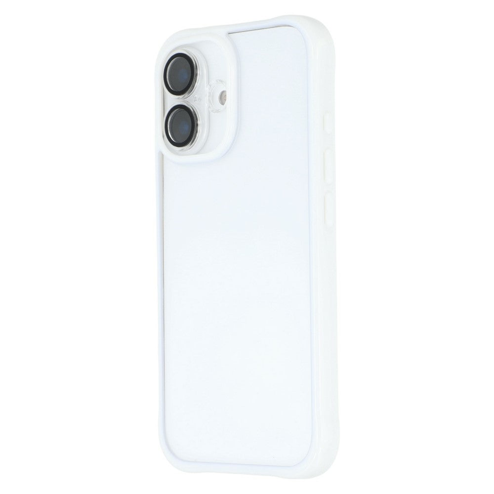 iPhone 16 Flexible + Acrylic Phone Case Anti Drop Back Cover with Built-In Glass Lens Protector - White