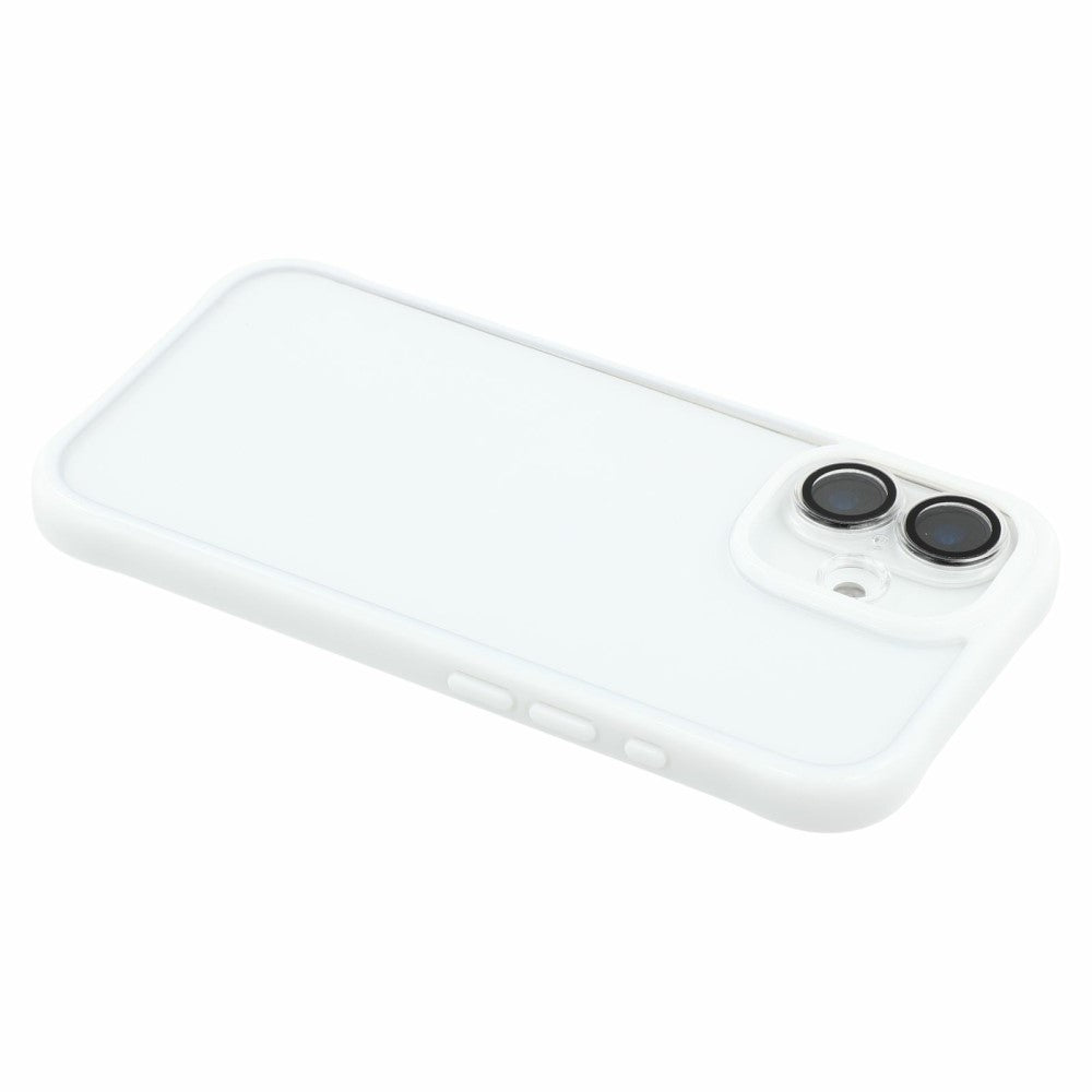 iPhone 16 Flexible + Acrylic Phone Case Anti Drop Back Cover with Built-In Glass Lens Protector - White