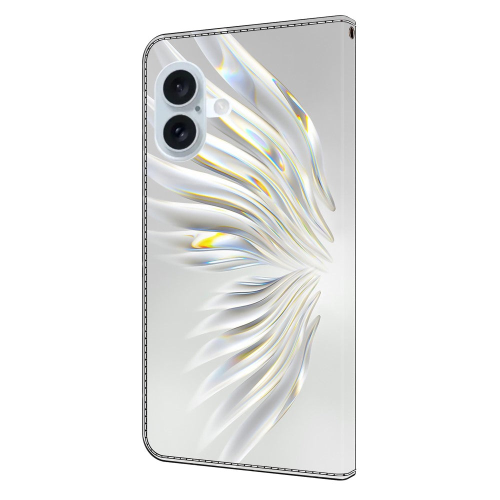 iPhone 16 Wallet Case Pattern Printing Stand Leather Flip Phone Cover - Crystal Wings