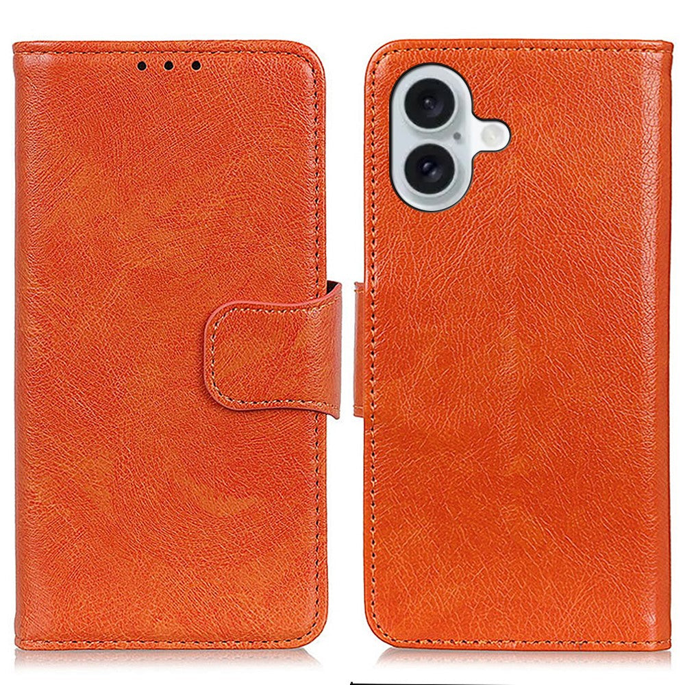 Neptune Leather iPhone 16 Flip Case - Orange