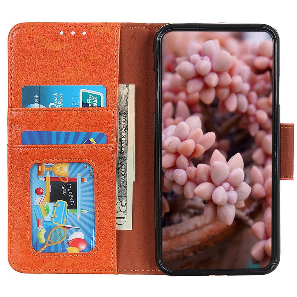 Neptune Leather iPhone 16 Flip Case - Orange