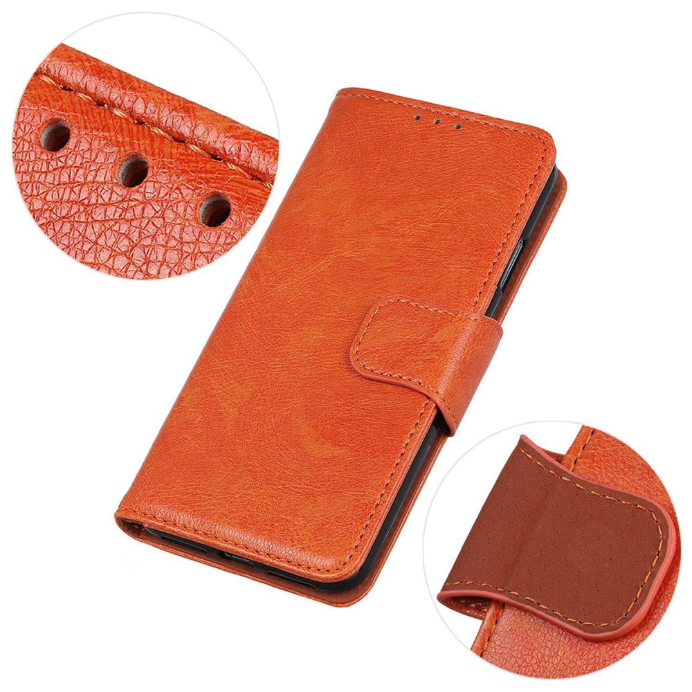 Neptune Leather iPhone 16 Flip Case - Orange