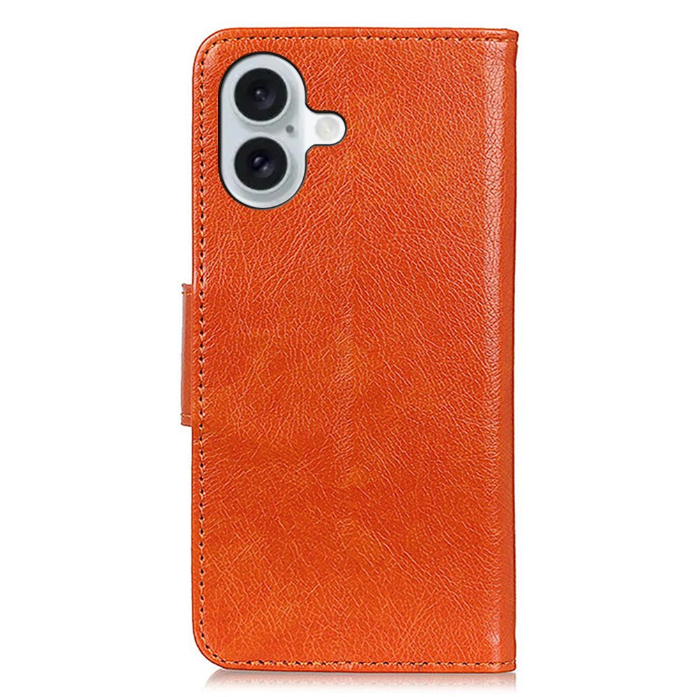 Neptune Leather iPhone 16 Flip Case - Orange