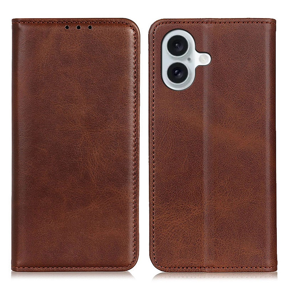 Wallet-style iPhone 16 leather case - Coffee