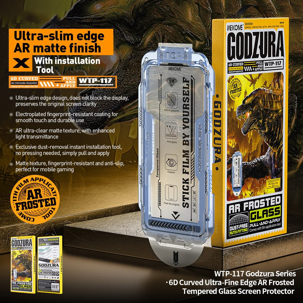 WEKOME WTP-117 iPhone 16 Screen Protector 6D Curved Ultra-Fine Edge AR Matte Tempered Glass Film