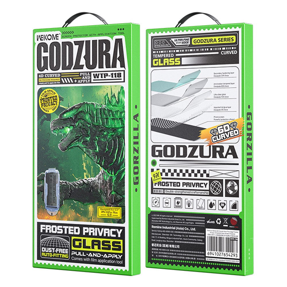 WEKOME WTP-118 iPhone 16 Screen Protector 6D Curved Ultra-Fine Edge Matte Privacy Tempered Glass Film